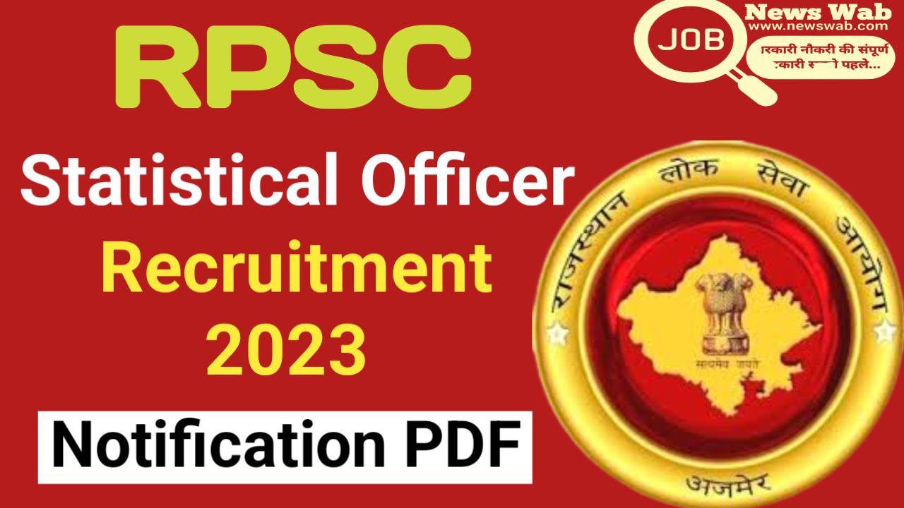 RPSC Statistical Officer (SO) Vacancy 2023
