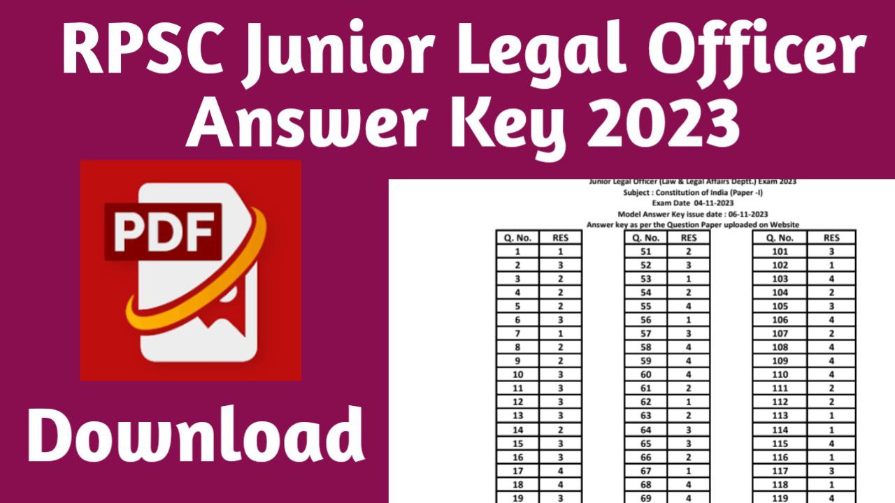 RPSC JLO Answer Key 2023 PDF Download