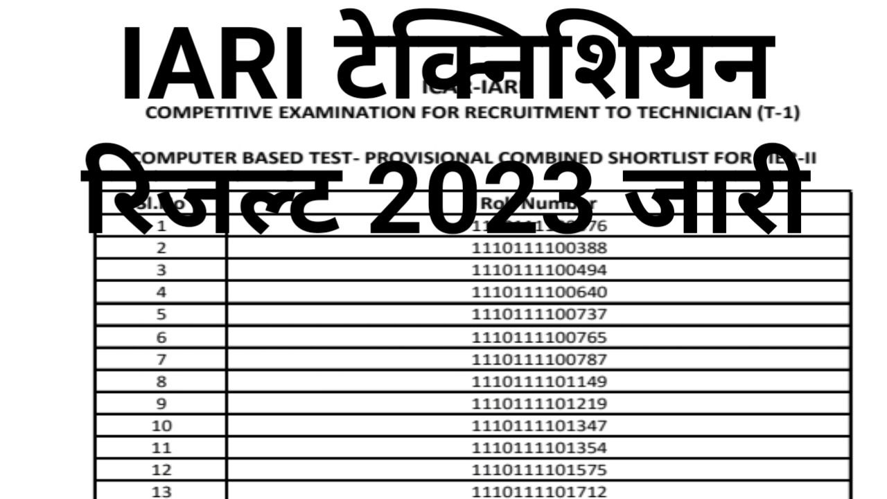 IARI Technician Result 2023 PDF Download