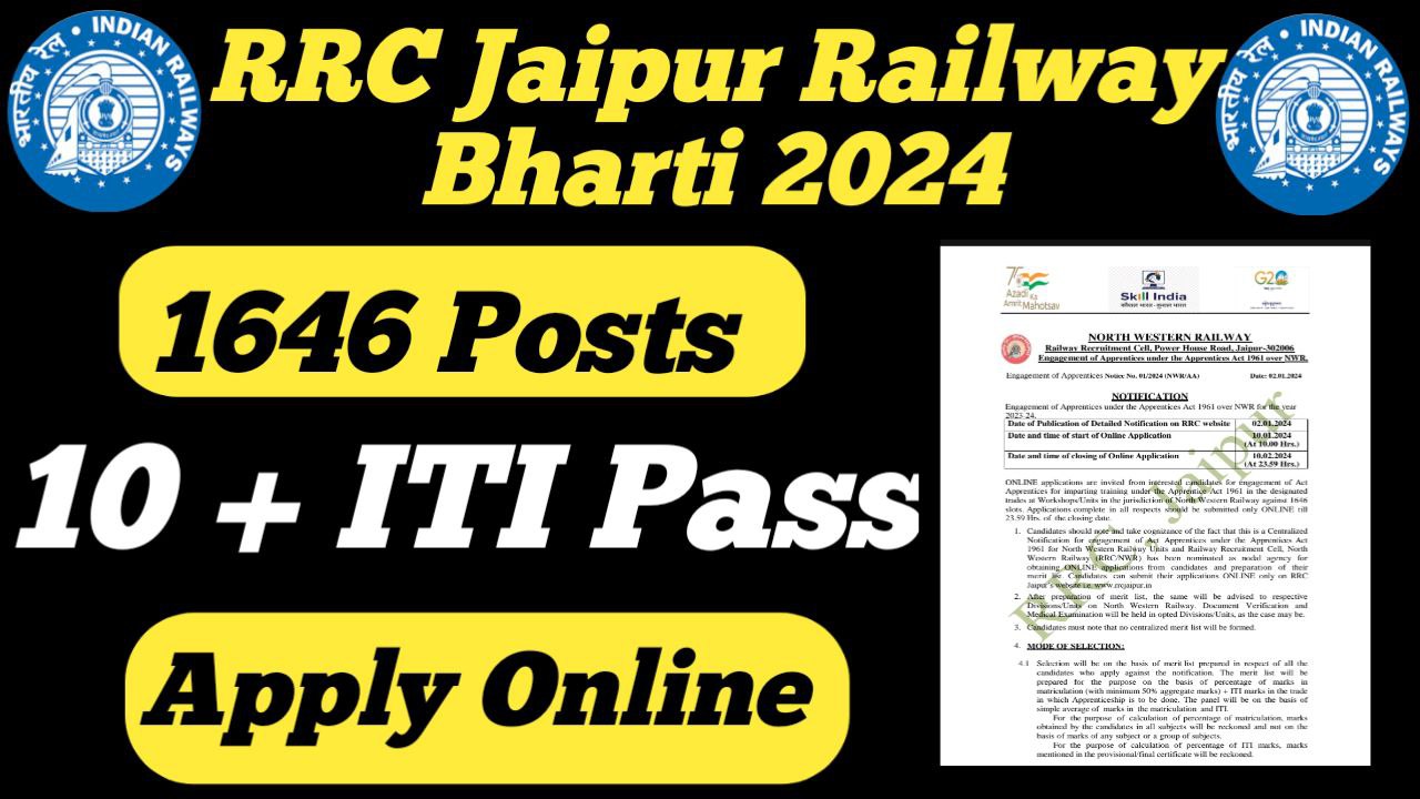 Rajasthan North Western Railway Bharti 2024