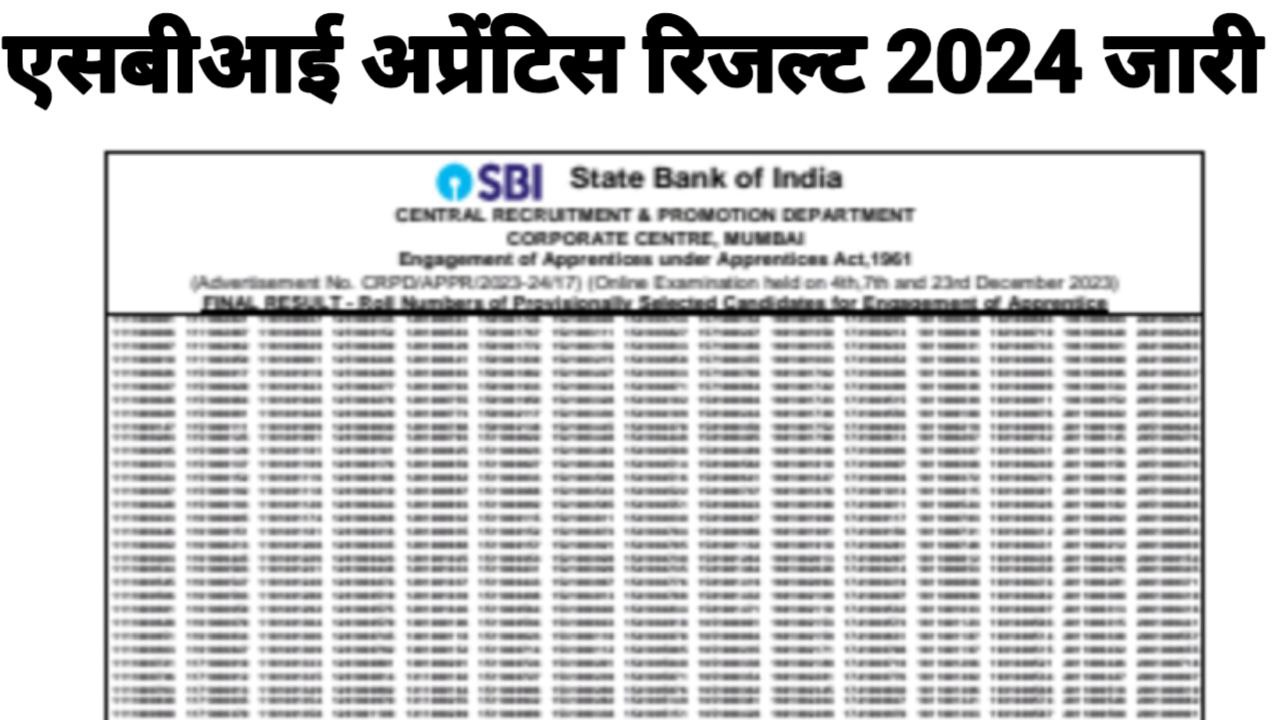 SBI Apprentice Result 2024 Out At sbi.co.in