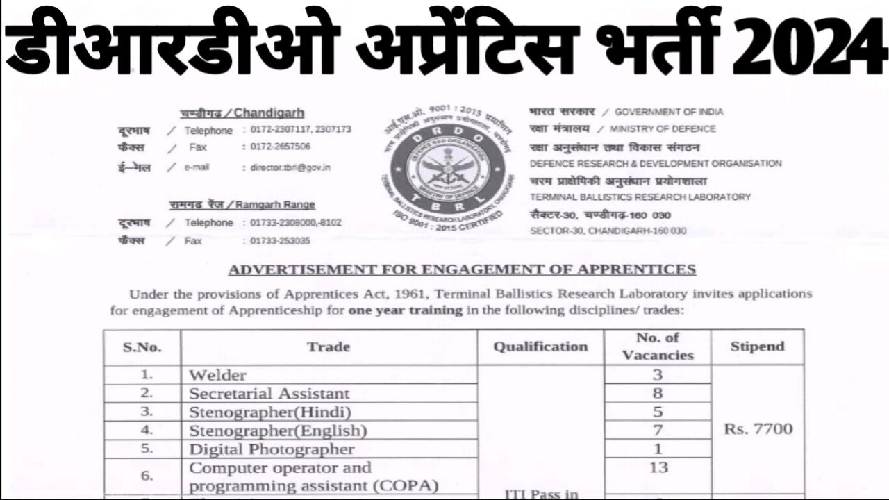 DRDO New Apprentice Recruitment 2024 Apply Online